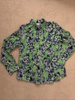 J. Crew Green & Blue Floral Button-Up Shirt